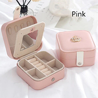 Шкіряна скринька, органайзер для ювелірних виробів Pink