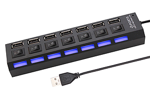 USB-хаб (концентратор) на 7 портів USB 2.0 із перемикачами