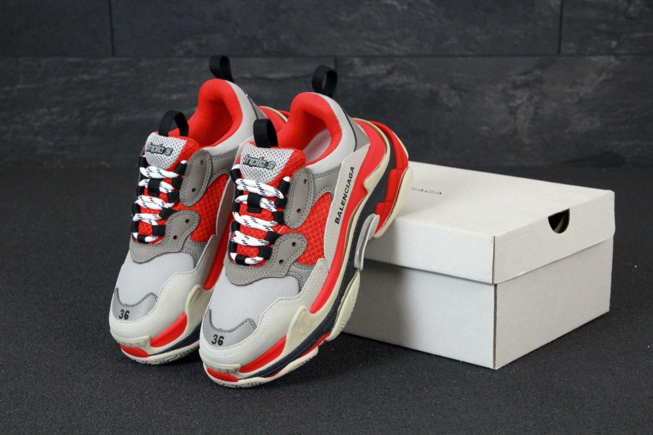 Жіночі Кросівки Balenciaga Triple-S Grey Red 36-39-40