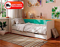 Кровать односпальная Valencia 1900х900 мм велюр Turquoise (мятный бирюзовый) с ящиком для белья