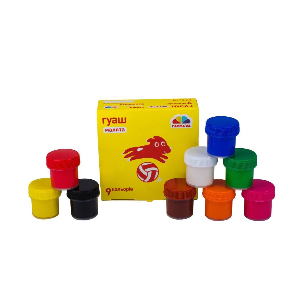 Фарби гуашеві "Малюки" 9 кольорів, 90 мл