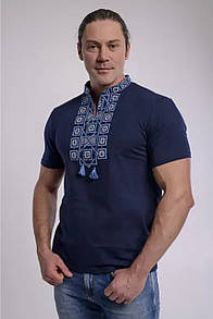 Святкова чоловіча футболка з вишивкою «Оберіг з синім»