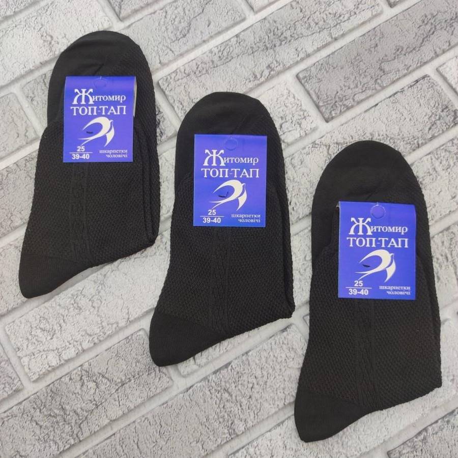 Шкарпетки чоловічі високі літо сітка р.25 чорні ТОП-ТАП Житомир НМЛ-06103