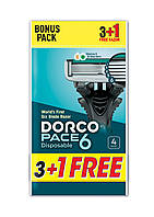 Бритва одноразовая с 6 лезвиями, 4 шт, Dorco Pace Disposable 6