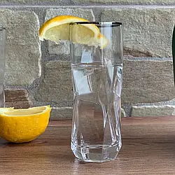 Стакан хайбол "Прозора Геометрія" 250 мл зі срібним обідком