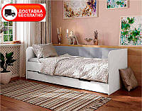 Кровать односпальная Valencia 1900х900 мм велюр Light Grey светло-серый с ящиком для белья