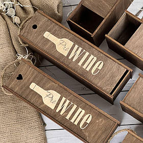 Коробка пенал під пляшку вина/шампанського з гравіюванням 100х90х320мм