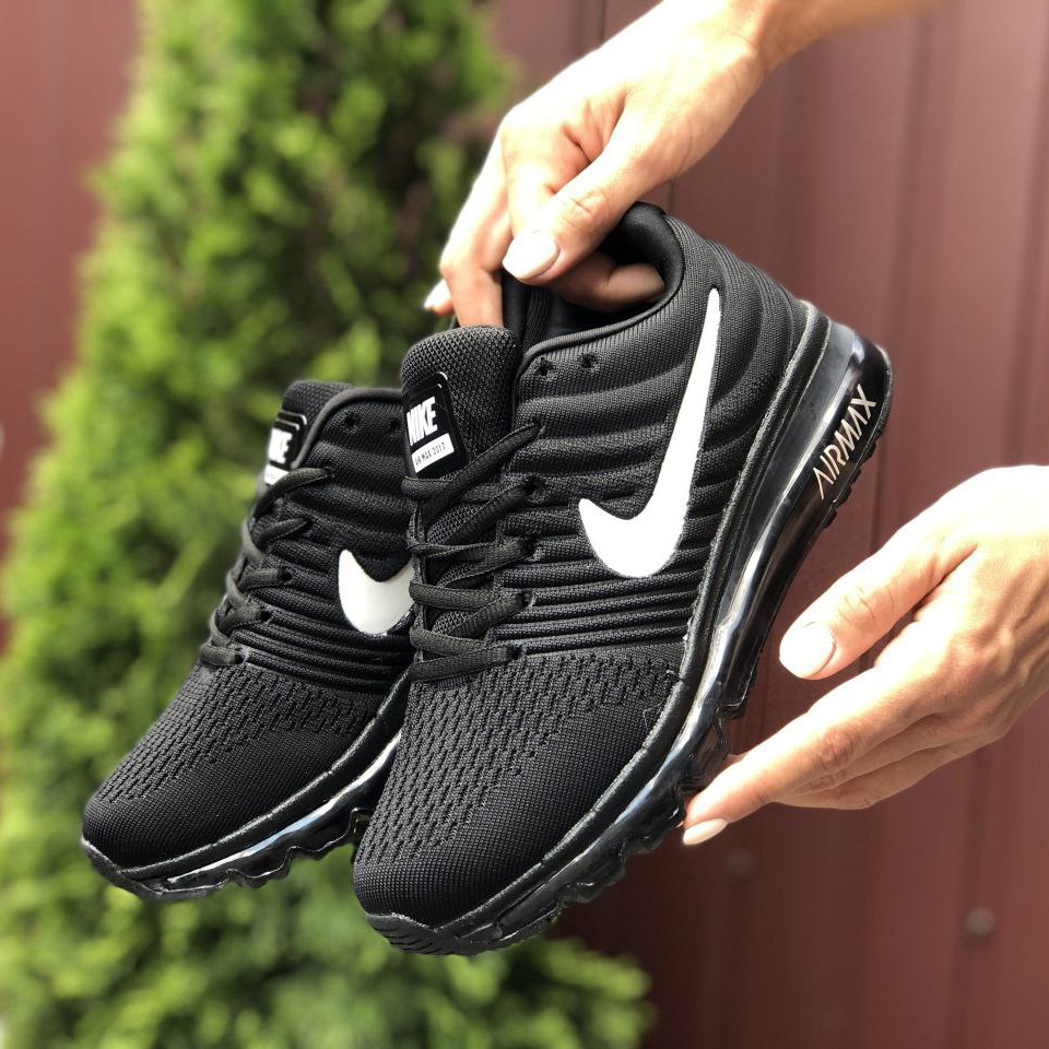 Жіночі кросівки Nike Air Max 2017 сітка стильні чорні білі
