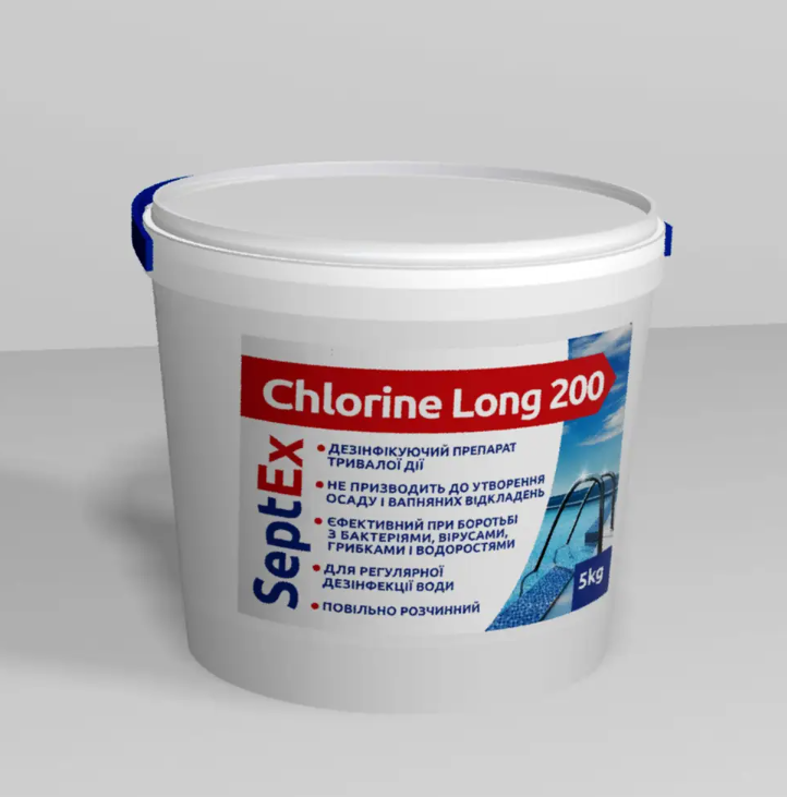 Хлор длительного действия, медленный хлор SeptEx Chlorine Long 200 в таблетках 200 грамм, 5 кг - фото 1 - id-p1640452126