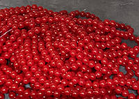 Прикраса нимистин-перлів (червоний) d=8 мм; 18 ниток по 120см