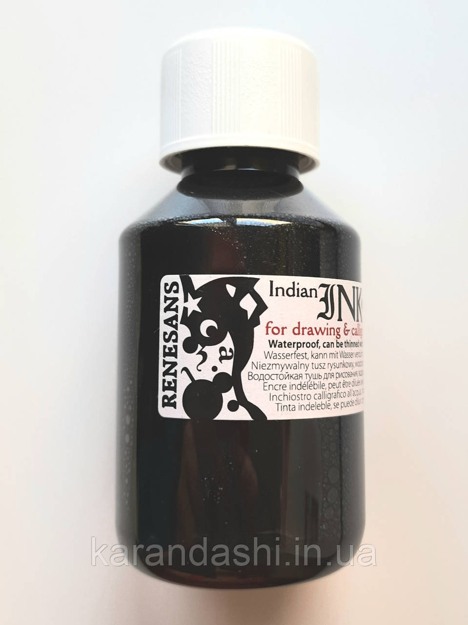 Туш водостійка кольорова  INDIAN INK №8 ЧОРНА 100 мл, RENESANS RENTUSZ100_8