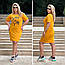 Модне плаття-футболка великого розміру 52/54, 56/58, блакитне, червоне, жовте, зелене, лавандове, рожеве, фото 4
