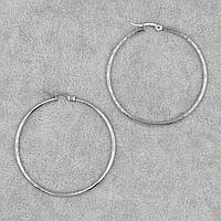 Серьги кольца Конго серебристые 60 мм из медицинской стали от Stainless Steel Застежка английский замок