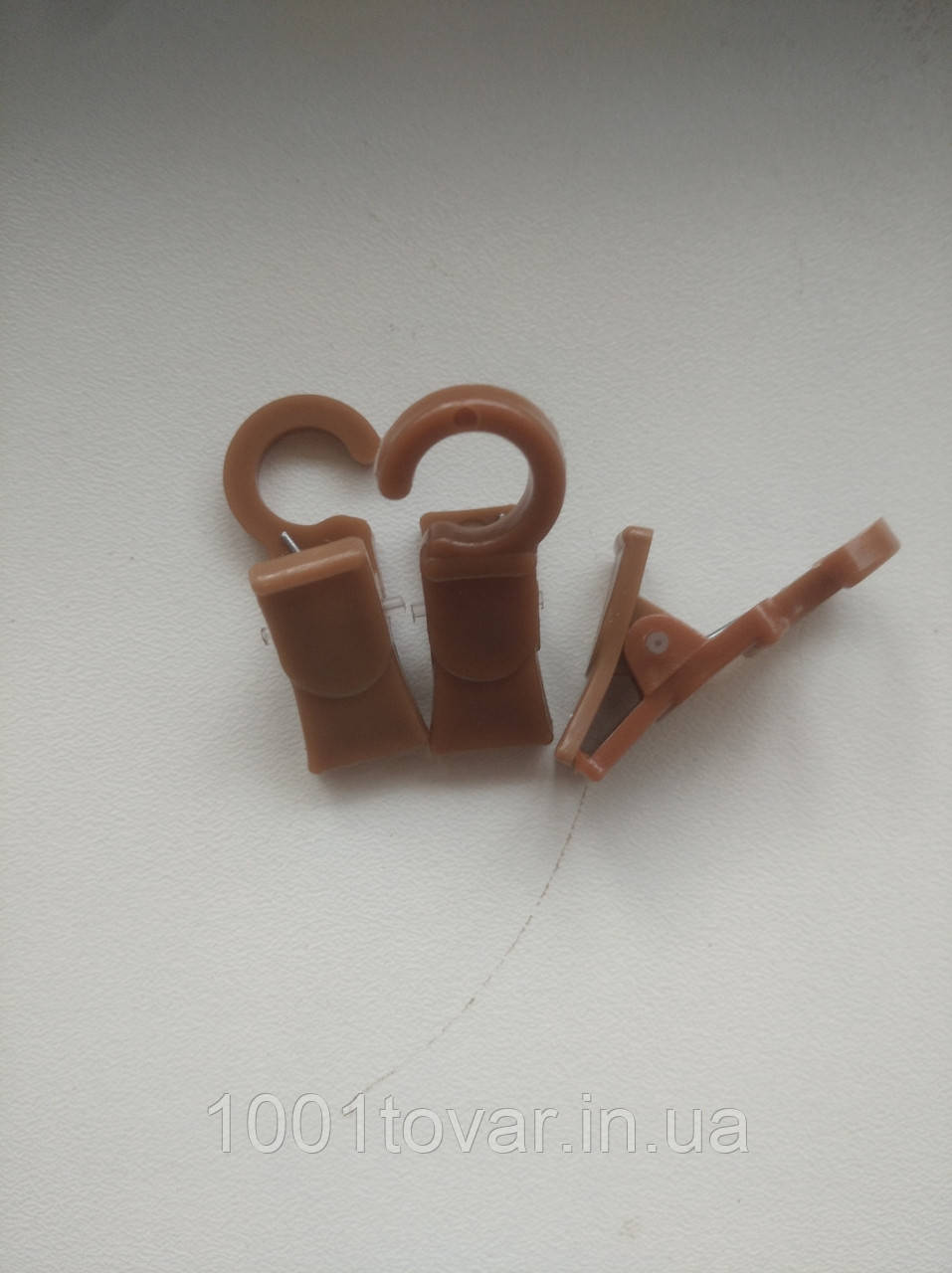 Прищіпка для настінного металопластикового трубчатого карнизу, колір горіх, фото 1