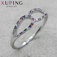 Колечко серебристого цвета Xuping Jewelry с разноцветными стразами медицинский сплав