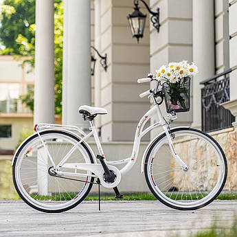 Велосипед жіночий міський  VANESSA 26 white з кошиком Польща