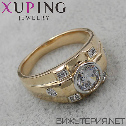 Перстеня золотистого кольору Xuping медичне золото декорований камушками 18K, фото 2