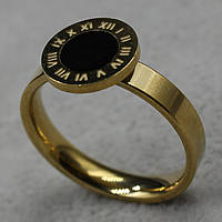 Кольцо золотистое из ювелирной медицинской стали от Stainless Steel марка 316 L ширина римские часы