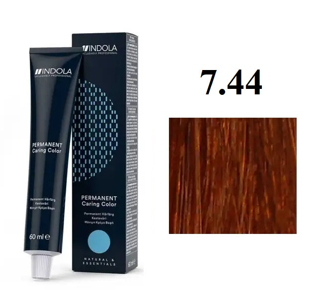 Стійка перманентна крем-фарба indola 7.44 Середній блонд інтенсивний медний 60 мл