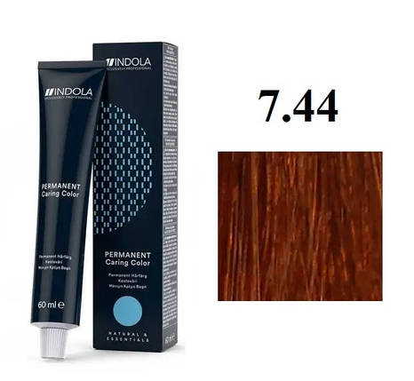 Стійка перманентна крем-фарба indola 7.44 Середній блонд інтенсивний медний 60 мл, фото 1