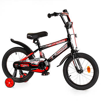 Велосипед двоколісний дитячий 16 дюймів CORSO STRIKER EX - 16128 Чорно-червоний