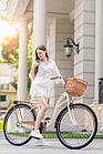 Велосипед жіночий міський  VANESSA 26 Crem з кошиком Польща, фото 4