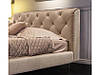 Ліжко двоспальне з м'яким узголів'ям MeBelle VEERANA 180х200, ніжки, сіро-бежевий шкірозамінник рогожка, фото 3
