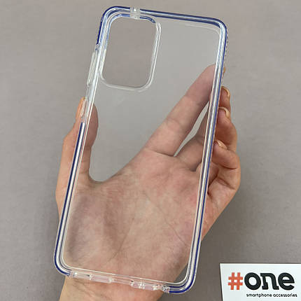 Чохол для Samsung Galaxy A52s прозорий із кольоровим обідком чохол на телефон самсунг а52с темно-синій F3W, фото 1