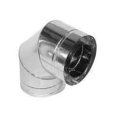 Коліно-сендвіч 90° ø160 мм 0,5 мм Нерж/Нерж Версія-Люкс (11111)