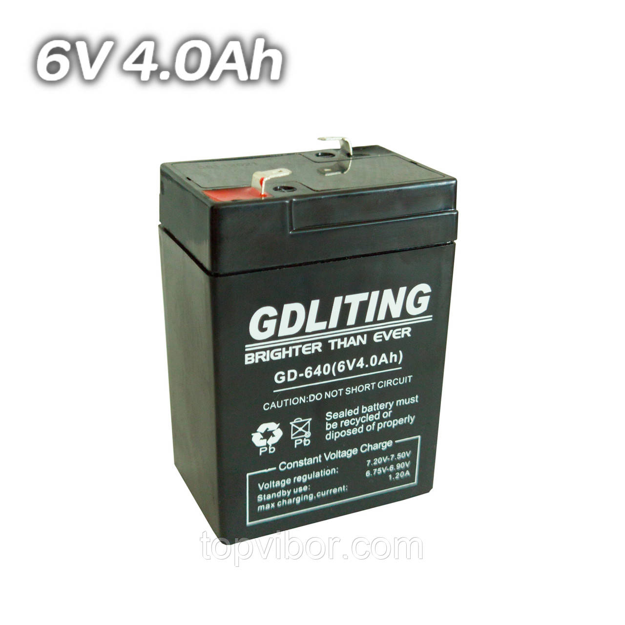 Свинцово-кислотный аккумулятор для УПС GDLiting 6V 4.0Ah GD-640 акб для ибп, аккумулятор для весов (ТОП) - фото 1 - id-p1640571059