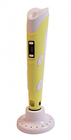 3D ручка "PENOBON" 2 поколения с дисплеем, набор + подставка, Желтая