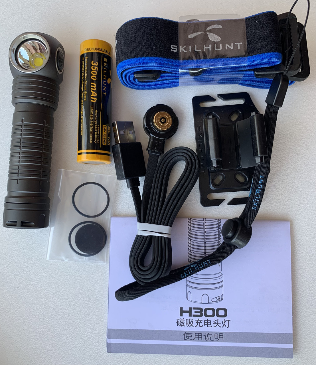 Ліхтар Skilhunt H300R сірий Cool White + 18650 BL-135