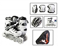 Дитячі ролики із захистом та шоломом Scale Sports, розмір 29-33, Білі