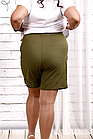 Зелені шорти жіночі лляні вільні на резинці великого розміру 42-74. b075-8, фото 2