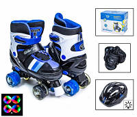 Комплект детский ролики-квады+защита+шлем Disney, размер 29-33, Черно-синие