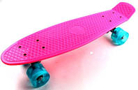 Пенни борд (Penny Board) 22" со светящимися колесами бирюзового цвета, Розовый