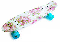 Пенни борд (Penny Board) 22" со светящимися колесами, "Flowers"