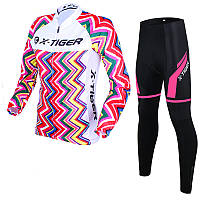 Вело костюм женский X-Тiger XW-CT-155 кофта с длинным рукавом штаны Multicolor Zigzag 3XL