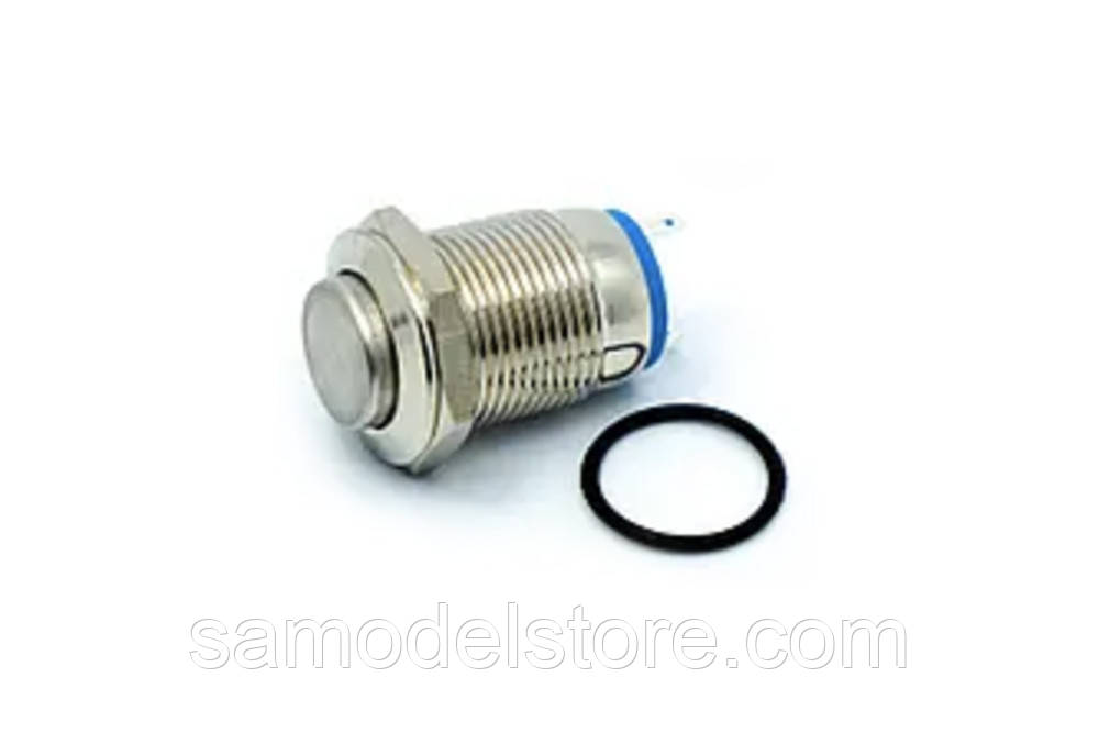 Кнопка антивандальна, вологозахисна 12 мм. плоска без фіксації, фото 1