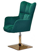 Лаунж кресло Oliver 4 GD-Base велюр зеленый В-1003 золотая квадратная опора, с регулировкой высоты