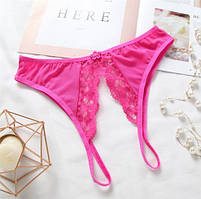 Еротичні трусики малинові з розрізом - розмір універсальний (на резинці)