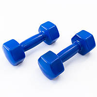 Гантели для фитнеса 6кг с виниловым покрытием для тренировок SP-Sport 3042-6 2 шт по 3 кг Blue