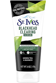 Скраб для жирної шкіри з бамбуковою пудрою St. Ives Blackhead Clearing Face Scrub Green Tea & Bamboo 170 г