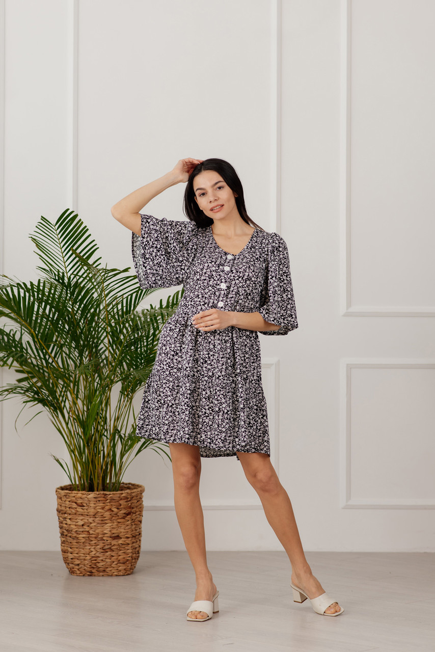 Коротка жіноча сукня з широким рукавом AZURI 6049