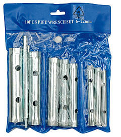 Ключі трубоподібні з 2 комірками VOREL, 6-22 мм, 10 елем.