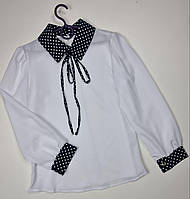 Блузка нарядна шкільна на дівчинку, на зріст 122, 128, 134 см, софт