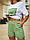 Літній спортиний костюм шорти з футболкою, арт 449, оливковий, фото 3