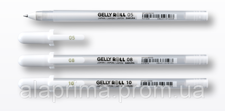 Ручка гелева FINE 05 (лінія 0.3 mm), Gelly Roll Basic, Біла, Sakura