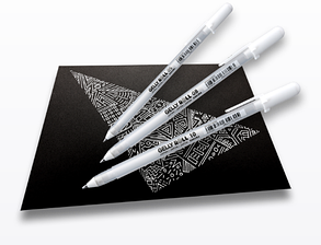 Ручка гелева FINE 05 (лінія 0.3 mm), Gelly Roll Basic, Біла, Sakura, фото 2