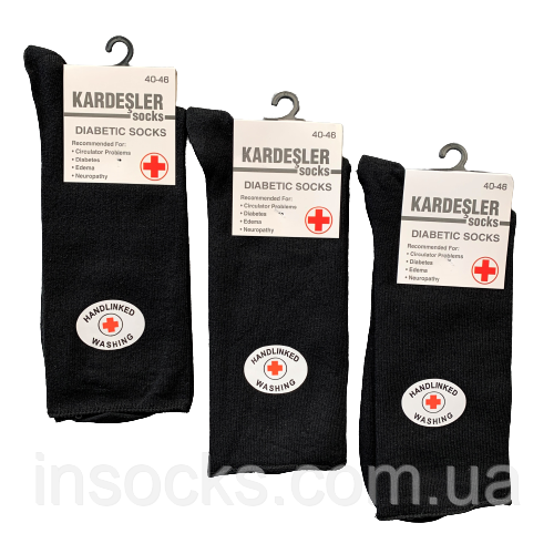 Шкарпетки чоловічі "Kardesler" Діабетик, демісезонні. 40-46р. Чорні. Високі.